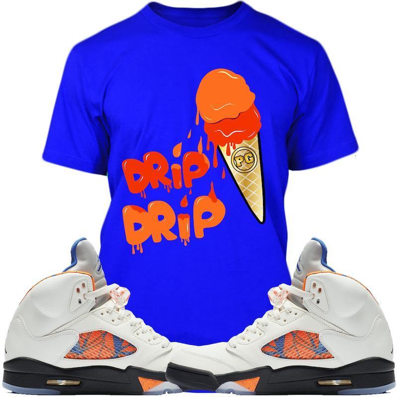 Jordan Retro 5 Barcelona Sneaker Tees Shirts - ICE CREAM PG