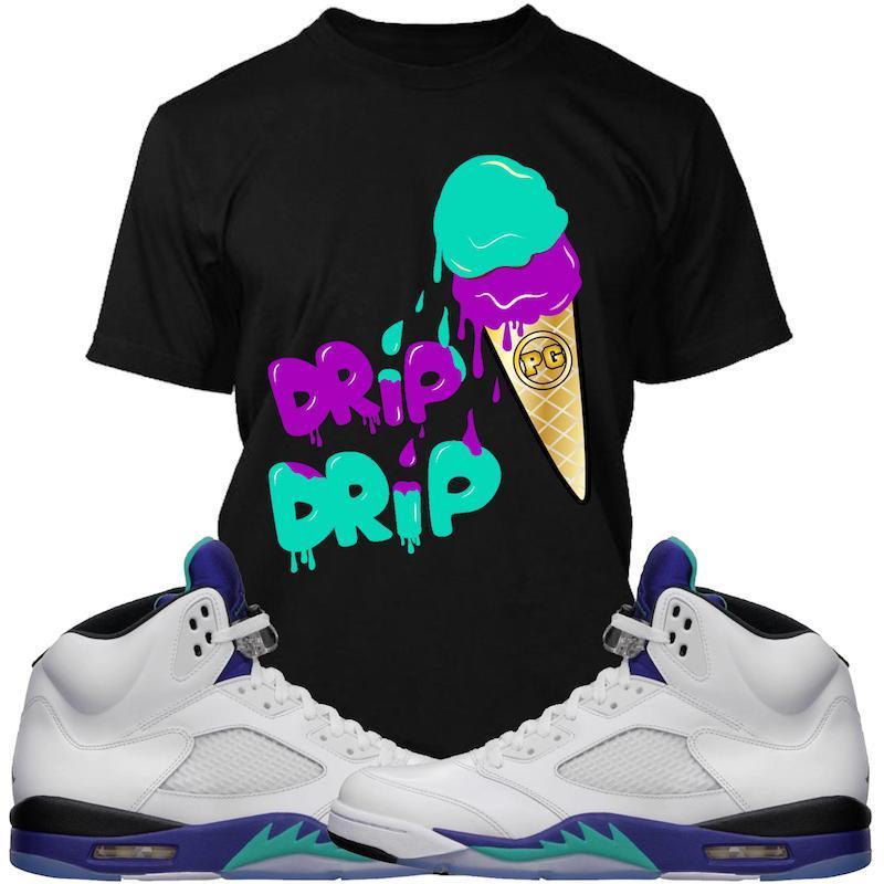 Jordan Retro 5 Fresh Prince White Grapes Sneaker Tees Shirt - ICE CREAM PG