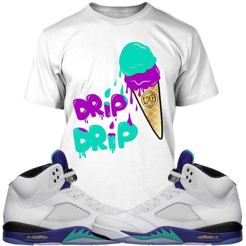 Jordan Retro 5 Fresh Prince White Grapes Sneaker Tees Shirts - ICE CREAM PG