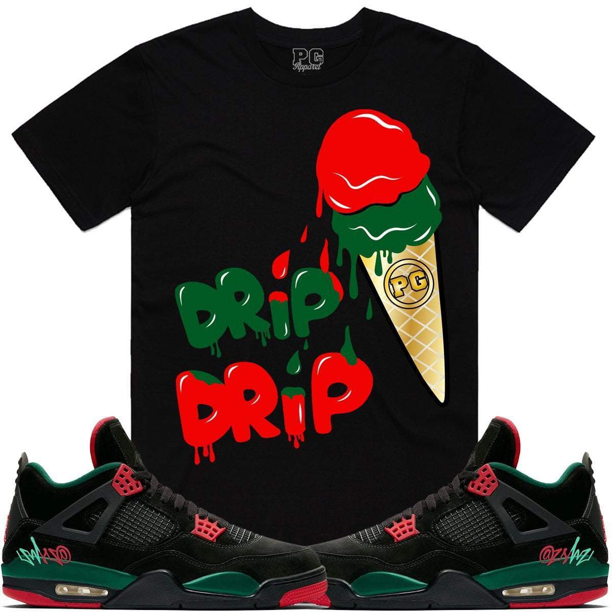 Air Jordan Retro 4 Black Pizzeria Sneaker Tees Shirt - ICE CREAM