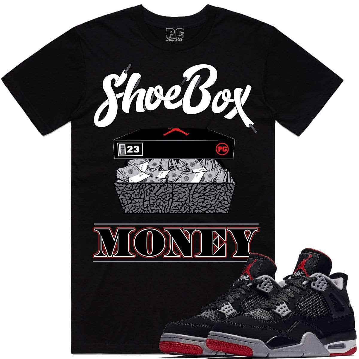 Jordan Retro 4 Bred 2019 Sneaker Tees Shirt - SHOE BOX PG