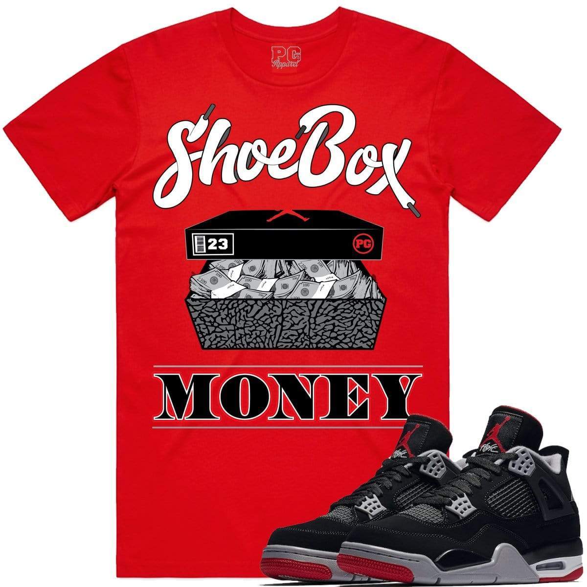 Jordan Retro 4 Bred 2019 Sneaker Tees Shirt - SHOE BOX PG