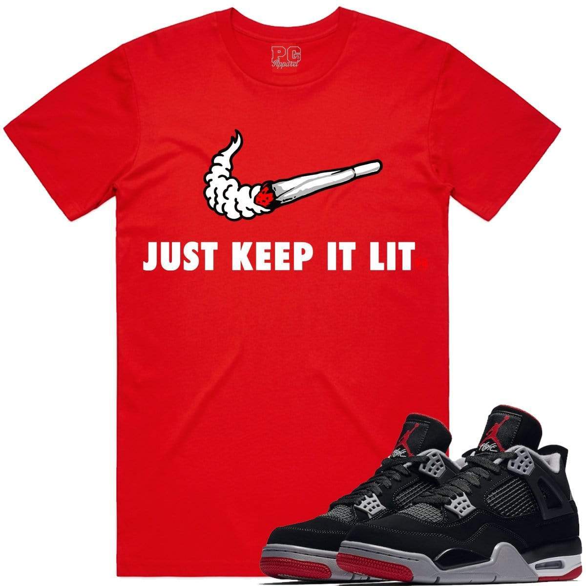 Jordan Retro 4 Bred 2019 Sneaker Tees Shirt - SWOOSH PG