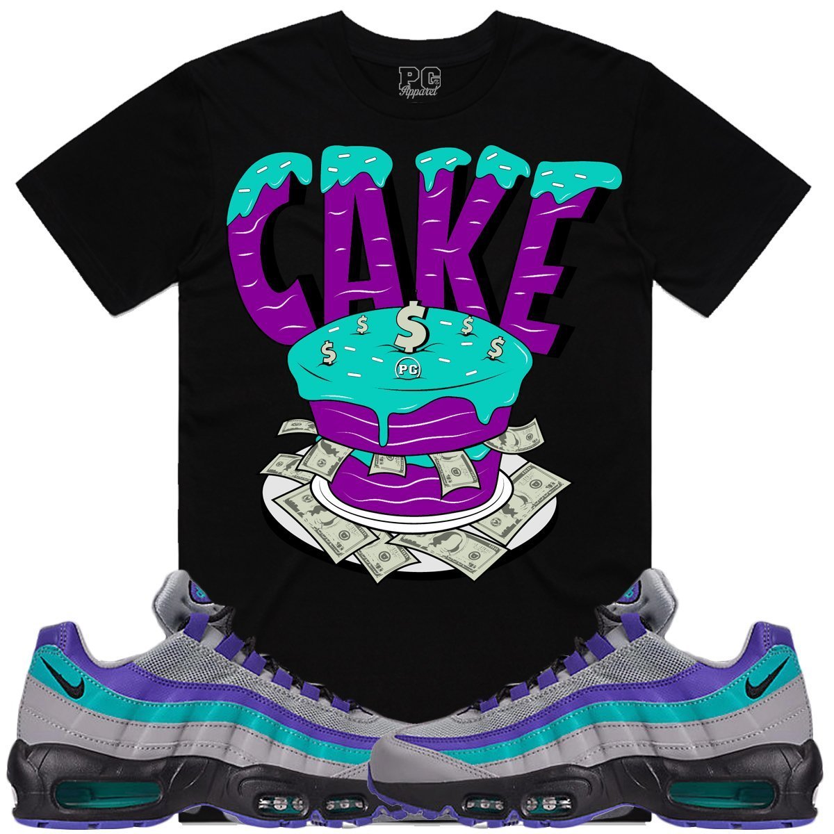 Nike Air Max 95 Wolf Aqua Sneaker Tees Shirt - CAKE PG