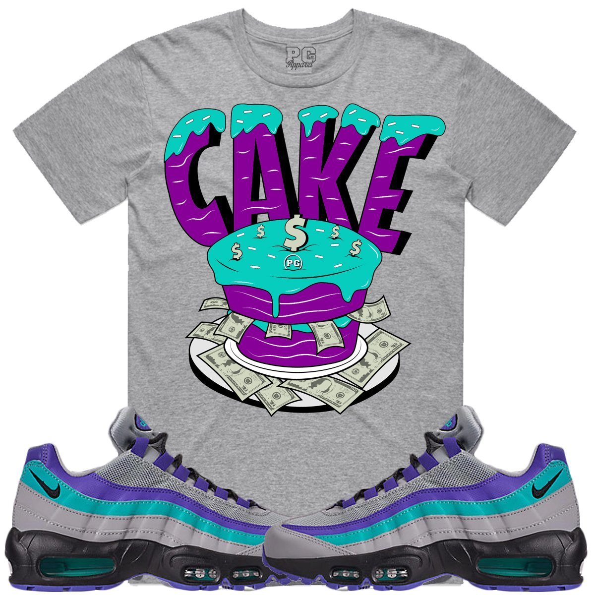 Nike Air Max 95 Wolf Aqua Sneaker Tees Shirts - CAKE PG