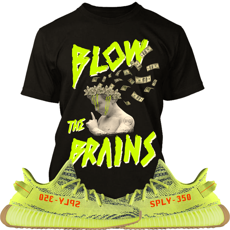 Yeezy 350 Boost Semi Frozen Yellow Sneaker Tees Shirt - BRAINS PG