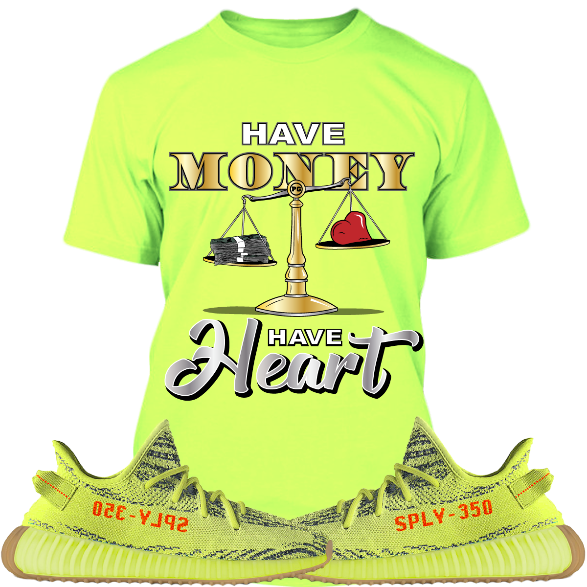 Yeezy 350 Boost Semi Frozen Yellow Sneaker Tees Shirt - MONEY HEART PG