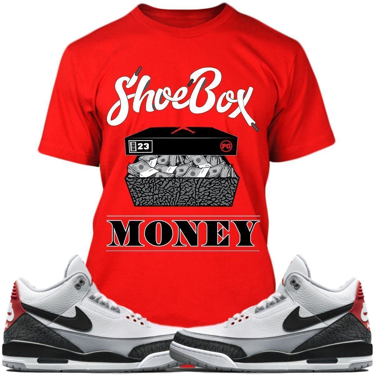 Air Jordan 3s Tinker Sneaker Tees Shirts - SHOE BOX MONEY PG