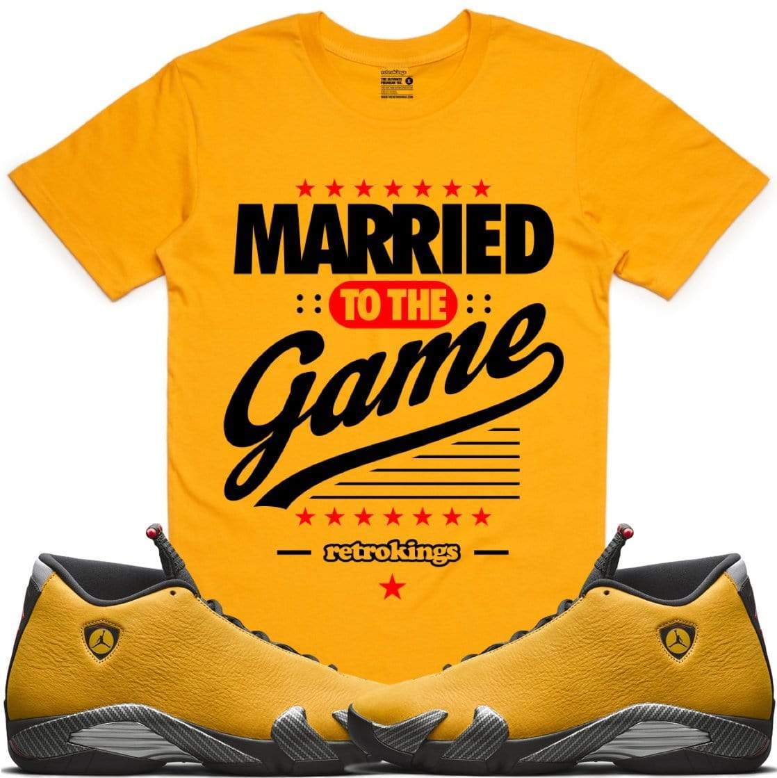 Air Jordan 14 Alternate Ferrari Yellow Sneaker Tees Shirt - MARRIED GAME