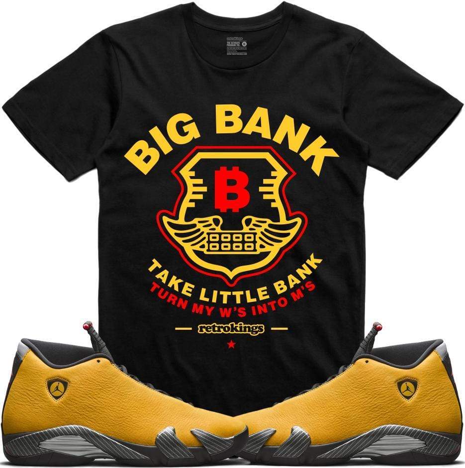 Jordan 14 Alternate Ferrari Yellow Sneaker Tees Shirt - BIG BANK