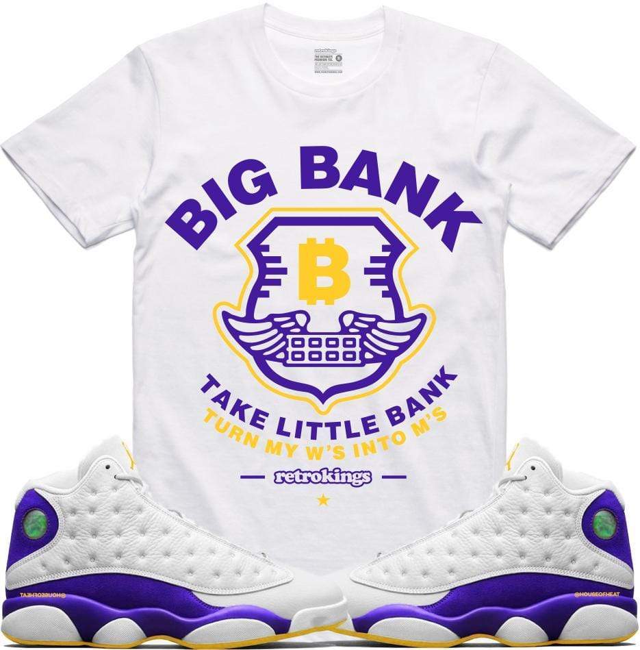 Jordan Retro 13 Lakers Sneaker Tees Shirt - BIG BANK