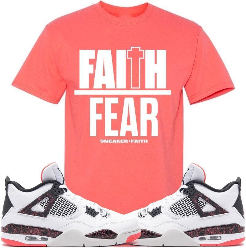 FAITH OVER FEAR Sneaker Tees Shirt - Jordan Retro 4 Hot Lava