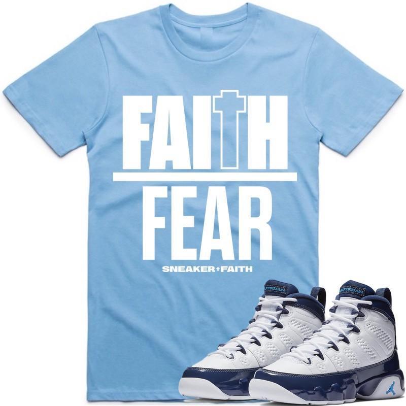 Jordan 9 Blue Pearl All Star Carolina Sneaker Tees Shirt to Match - FAITH OVER FEAR