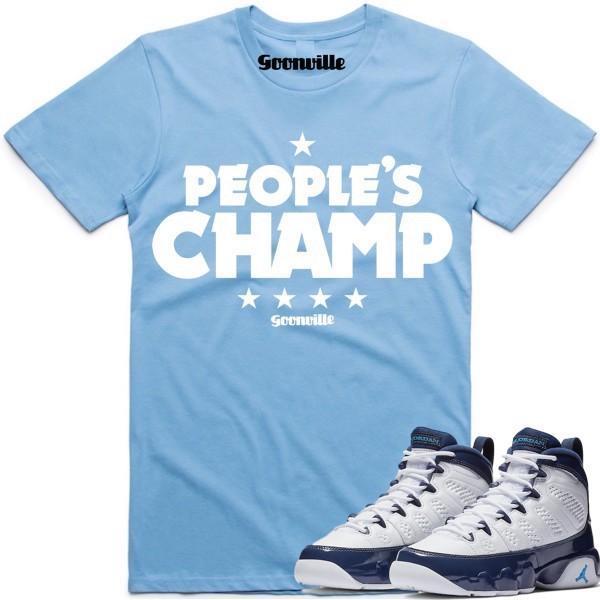 Jordan 9 Blue Pearl All Star Carolina Sneaker Tees Shirt to Match - PEOPLES CHAMP