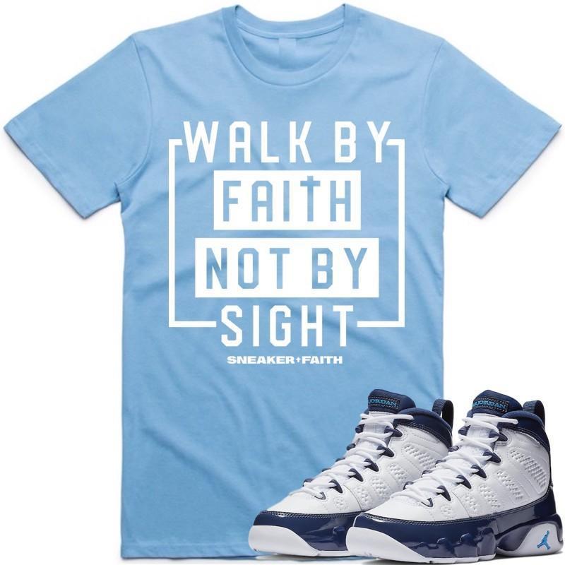 Jordan 9 Blue Pearl All Star Carolina Sneaker Tees Shirt to Match - WALK BY FAITH