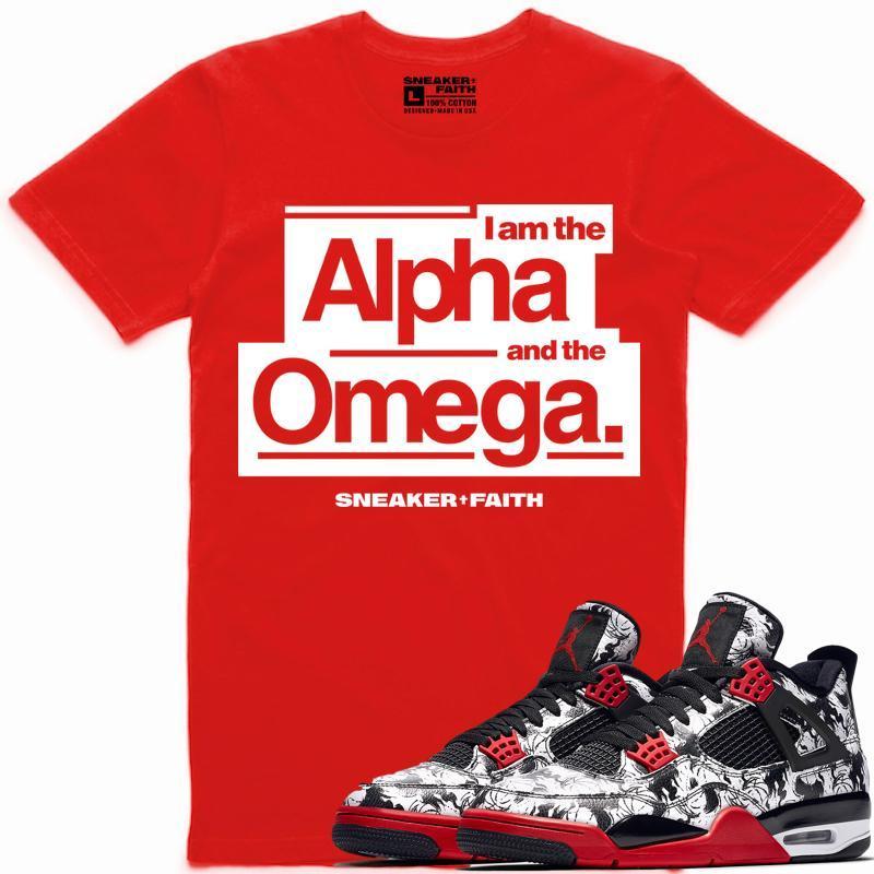 ALPHA OMEGA Sneaker Tees Shirt Match - Jordan 4 Tattoo