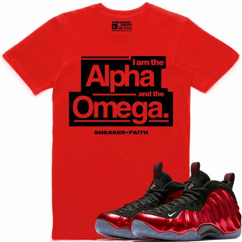 ALPHA OMEGA Sneaker Tees Shirt Match - Metallic Red Foamposites