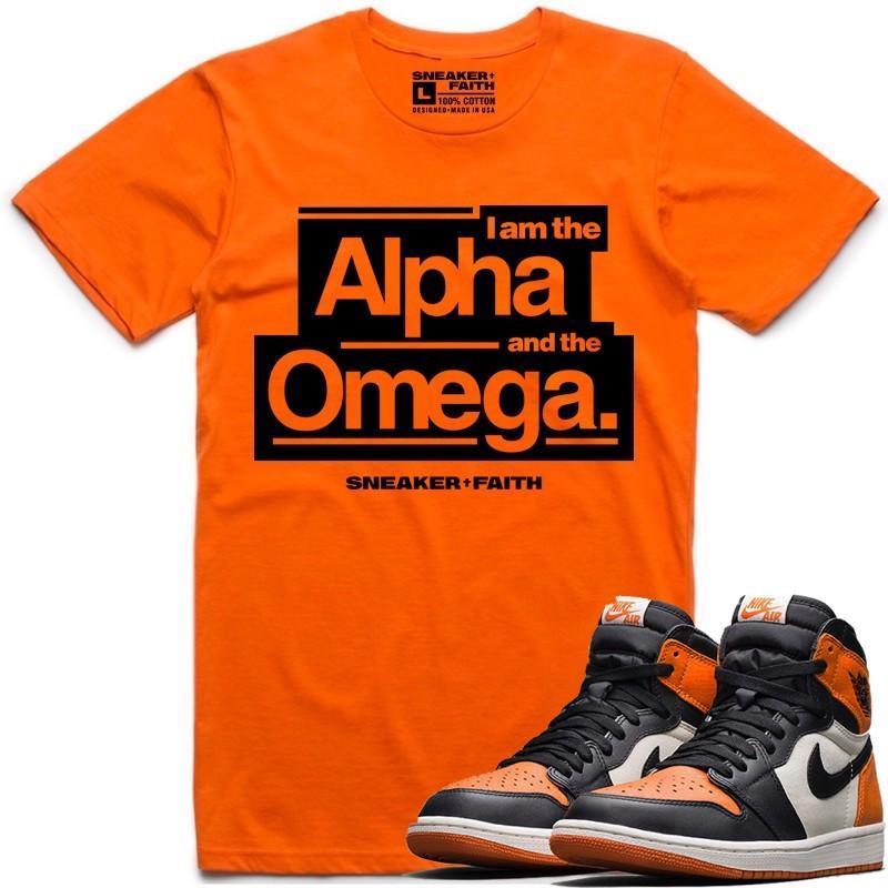 ALPHA OMEGA Sneaker Tees Shirt to Match - Jordan 1 Shattered Backboard