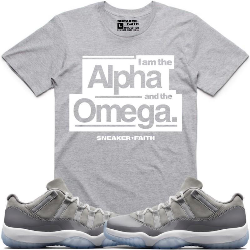 ALPHA OMEGA Sneaker Tees Shirt to Match - Jordan 11 Low Cool Grey