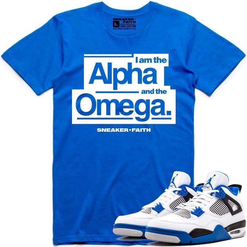 ALPHA OMEGA Sneaker Tees Shirt to Match - Jordan 4 Motorsport