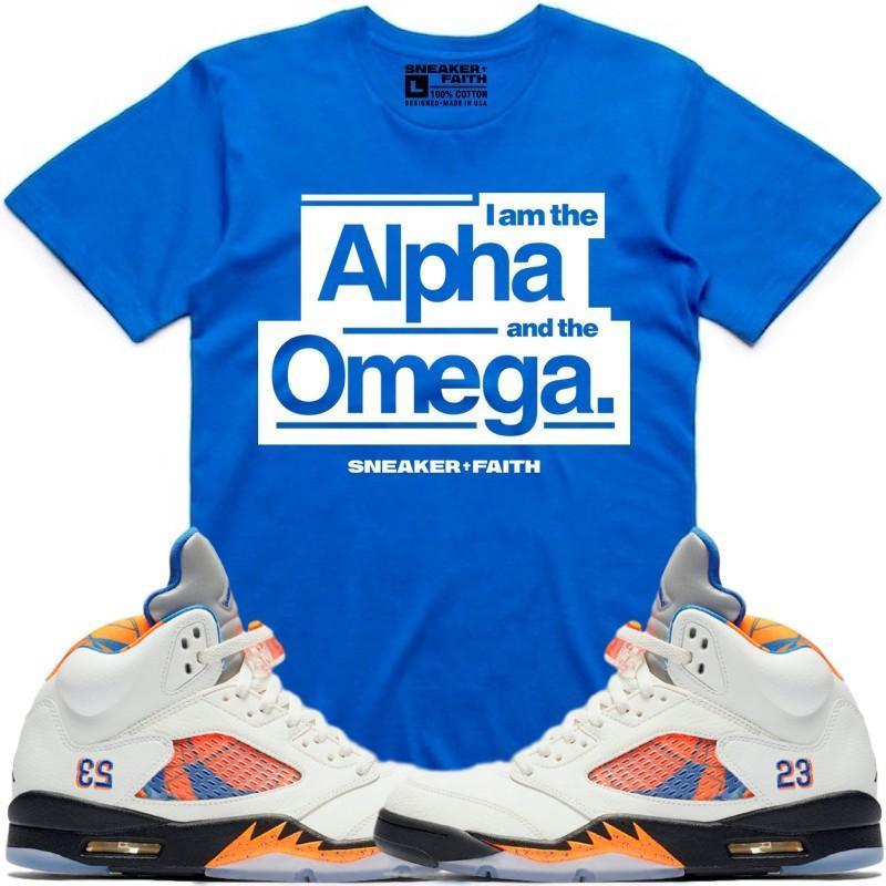 ALPHA OMEGA Sneaker Tees Shirt to Match - Jordan 5 Barcelona