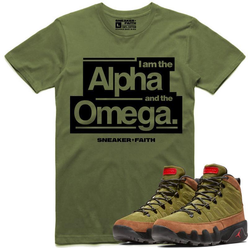 ALPHA OMEGA Sneaker Tees Shirt to Match - Jordan 9 Beef Broccoli