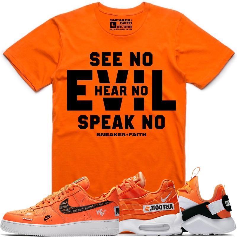 EVIL Orange Sneaker Tees Shirt to Match - Nike Air Just Do It