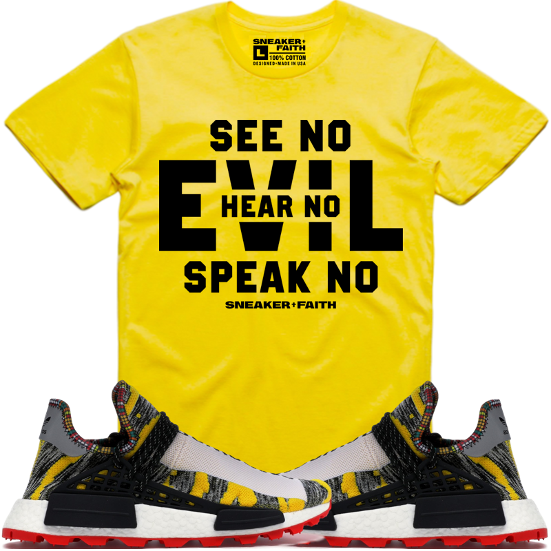 EVIL Sneaker Tees Shirt - Adidas NMD Hu Pharrell Solar Pack