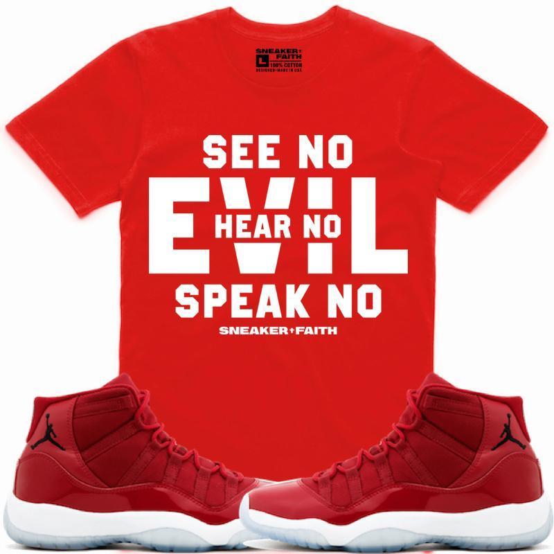 EVIL Sneaker Tees Shirt Match - Jordan 11 Gym Red Win Like 96