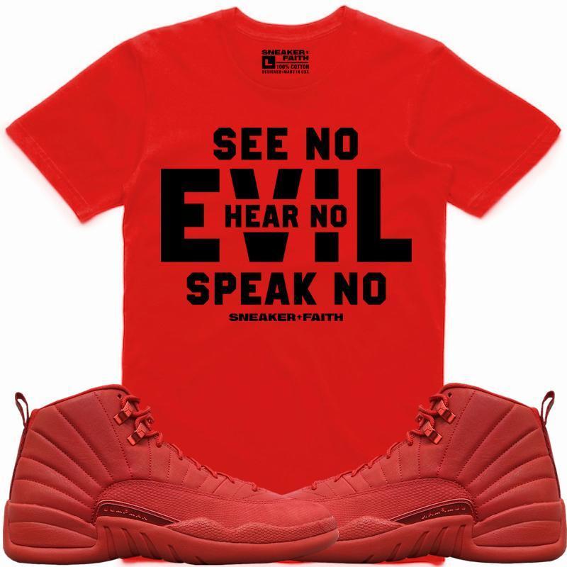 EVIL Sneaker Tees Shirt Match - Jordan 12 Gym Red