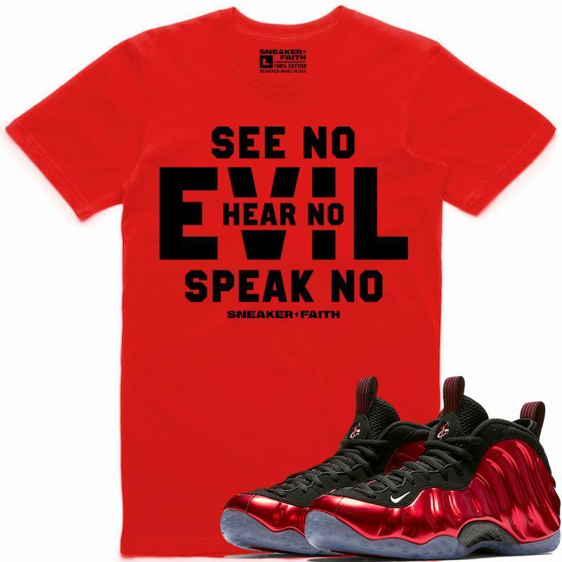 EVIL Sneaker Tees Shirt Match - Metallic Red Foamposites