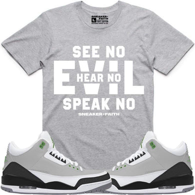 EVIL Sneaker Tees Shirt to Match - Jordan Retro 3 Chlorophyll