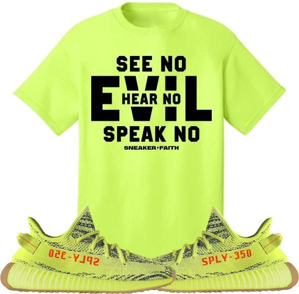 EVIL Sneaker Tees Shirt to Match - Yeezy 350 Boost Frozen Yellow