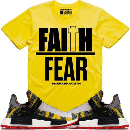 FAITH OVER FEAR Sneaker Tees Shirt - Adidas NMD Hu Pharrell Solar Pack