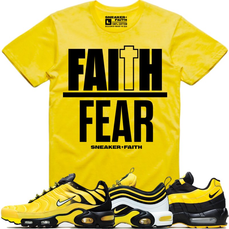 FAITH OVER FEAR Sneaker Tees Shirt - Nike Air Max Frequency Pack Bumble Bee