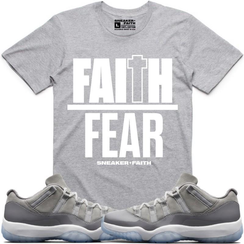 FAITH OVER FEAR Sneaker Tees Shirt to Match - Jordan 11 Low Cool Grey