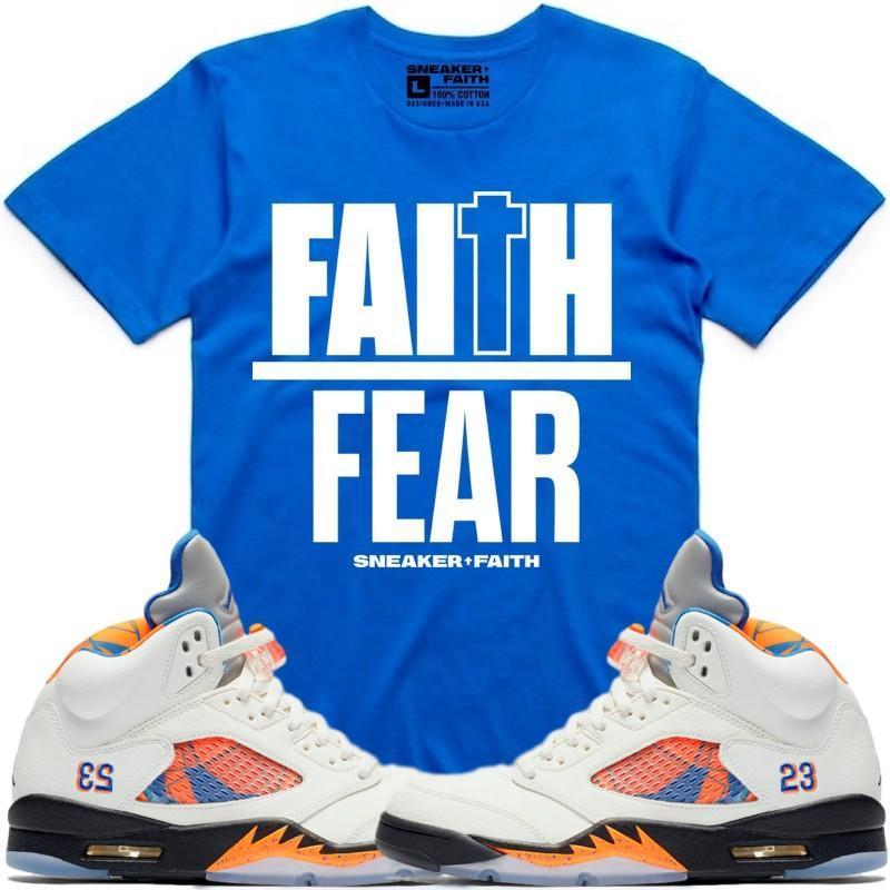 FAITH OVER FEAR Sneaker Tees Shirt to Match - Jordan 5 Barcelona