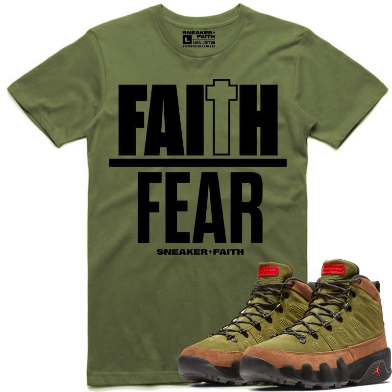 FAITH OVER FEAR Sneaker Tees Shirt to Match - Jordan 9 Beef Broccoli