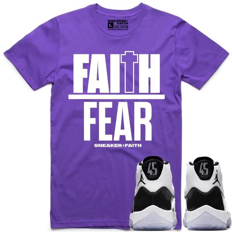 FAITH OVER FEAR Sneaker Tees Shirt to Match - Jordan Retro 11 "Concord" 45