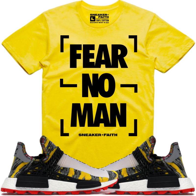 FEAR NO MAN Sneaker Tees Shirt - Adidas NMD Hu Pharrell Solar Pack