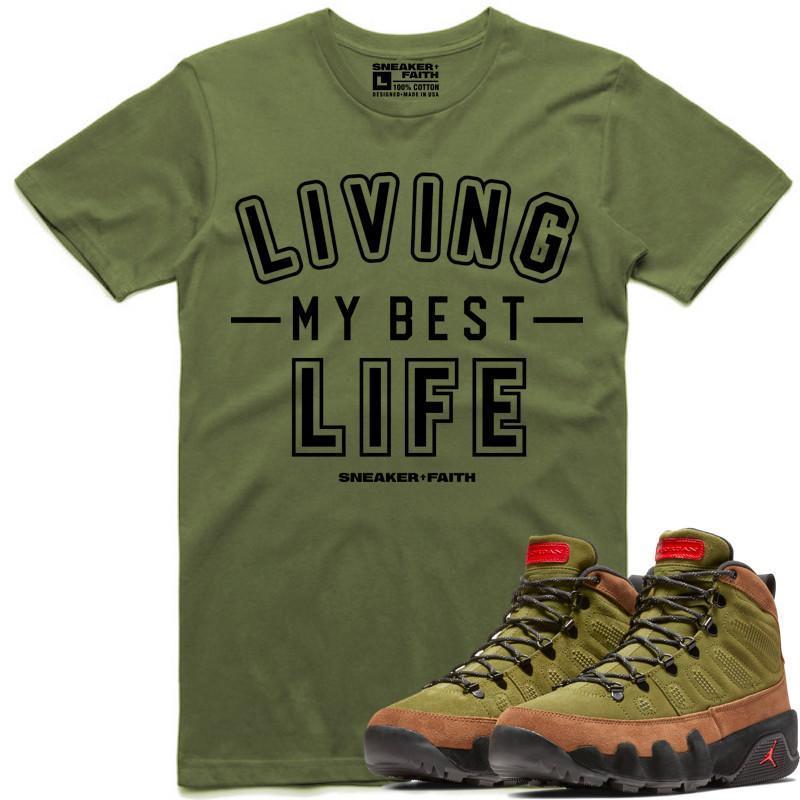 LIVING MY BEST LIFE Sneaker Tees Shirt to Match - Jordan 9 Beef Broccoli