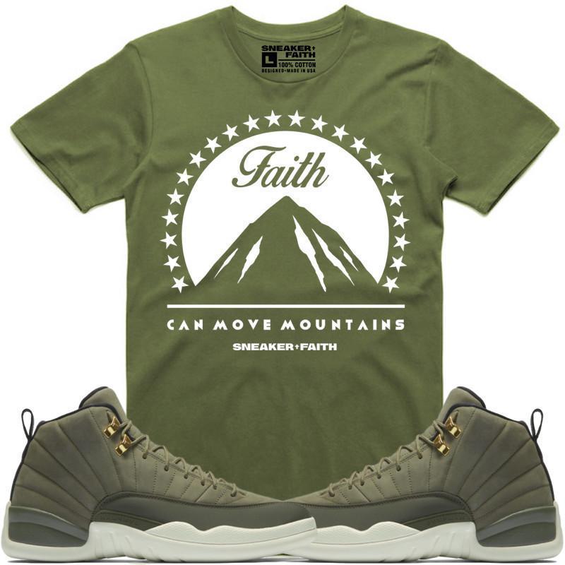 MOVE MOUNTAINS Sneaker Tees Shirt to Match - Jordan 12 Olive Chris Paul