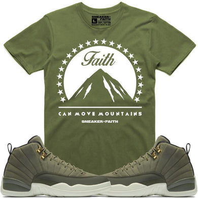 MOVE MOUNTAINS Sneaker Tees Shirt to Match - Jordan 12 Olive Chris Paul