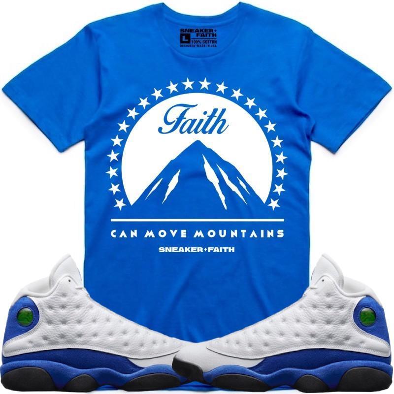 MOVE MOUNTAINS Sneaker Tees Shirt to Match - Jordan 13 Hyper Royal