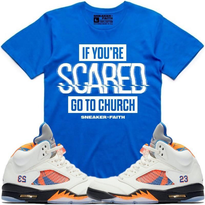 SCARED Sneaker Tees Shirt to Match - Jordan 5 Barcelona