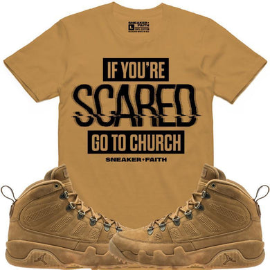 SCARED Wheat Sneaker Tees Shirt - Jordan Retro 9 Boot "Wheat"