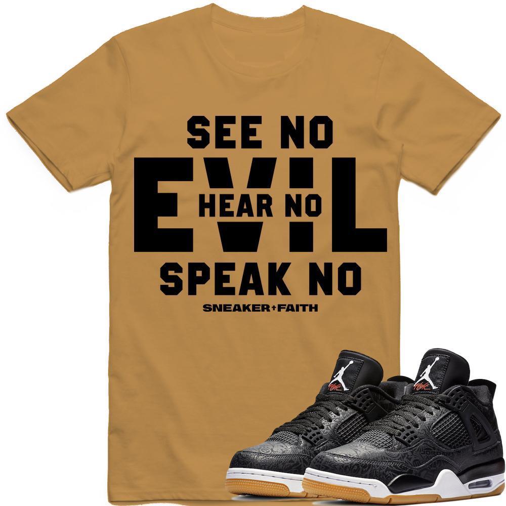 EVIL Sneaker Tees Shirt - Jordan Retro 4 Black Laser Gum