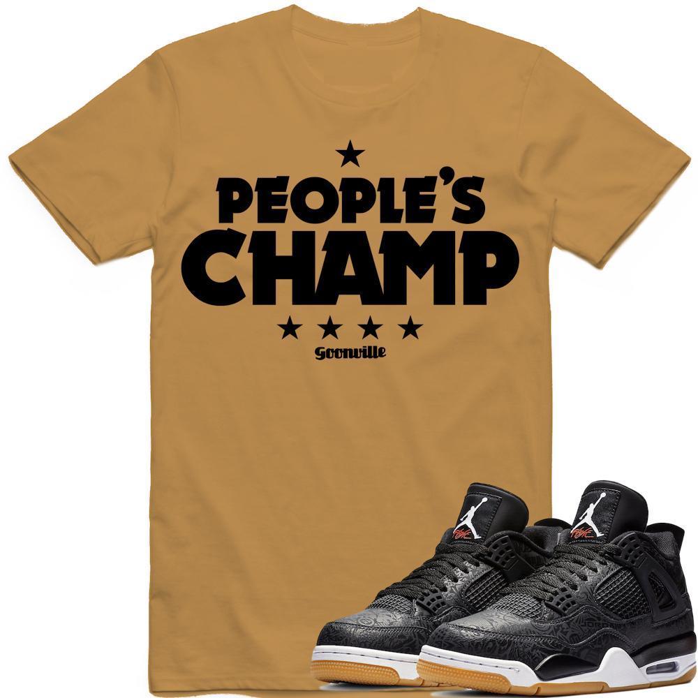 PEOPLE'S CHAMP Sneaker Tees Shirt - Jordan 4 Black Laser Gum