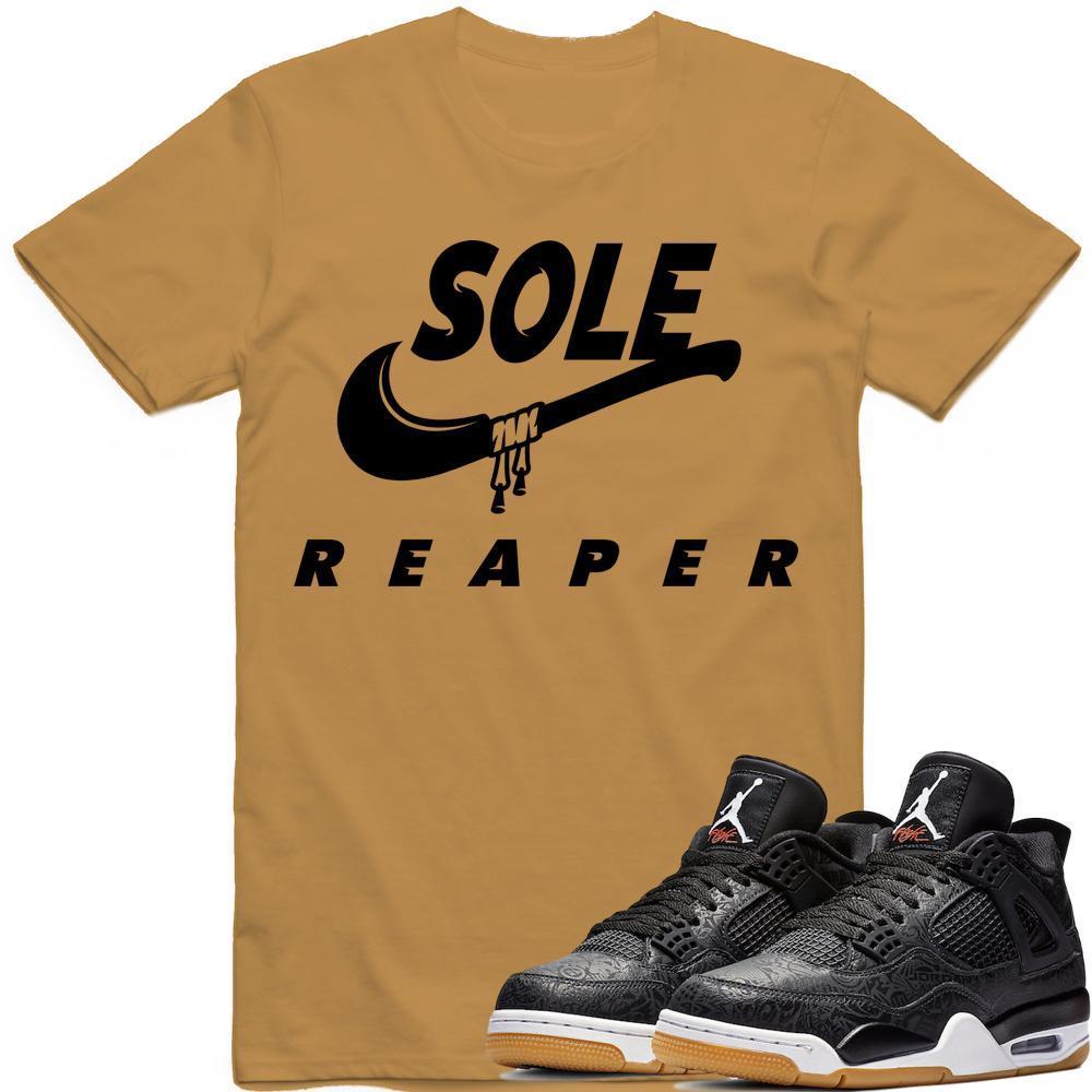 SOLE REAPER Sneaker Tees Shirt - Jordan 4 Black Laser Gum