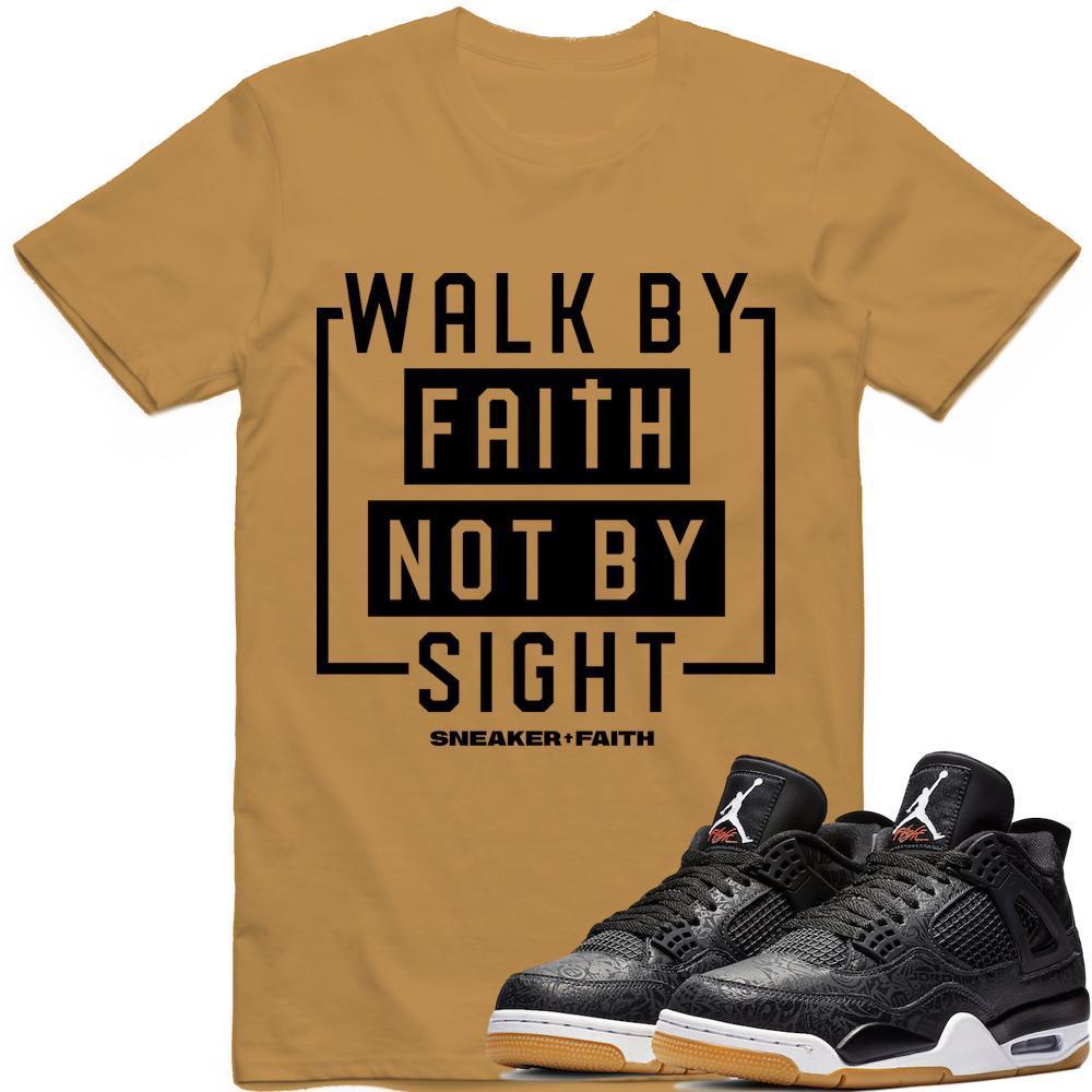 WALK BY Sneaker Tees Shirt - Jordan Retro 4 Black Laser Gum